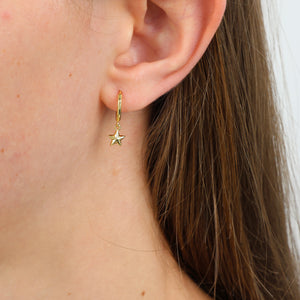 HUGGIES - You Are Amazing - Sterling Gold Hoop with Star Light Charm (10543)