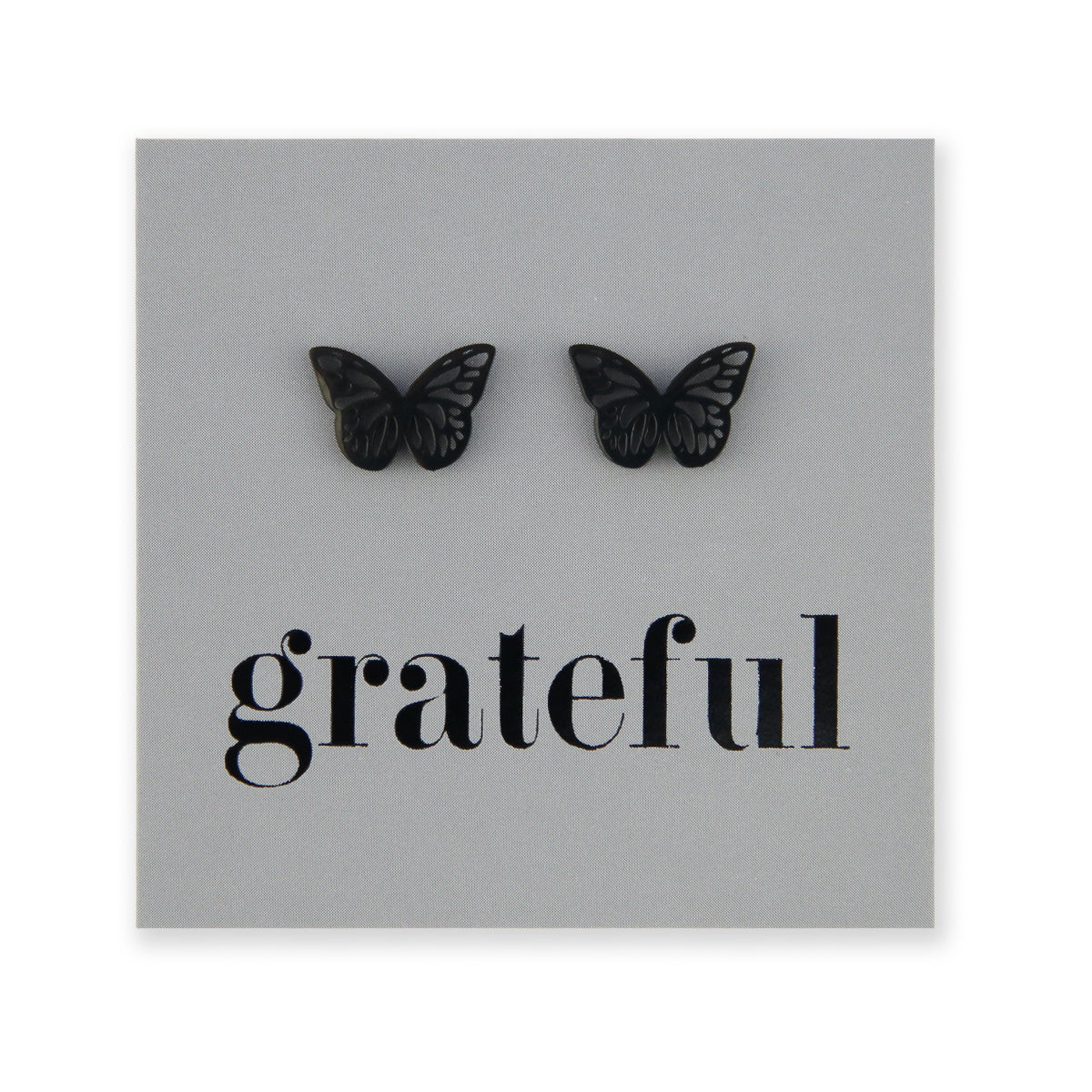 Stainless Steel Earring Studs - Grateful - BUTTERFLY BEAUTIES