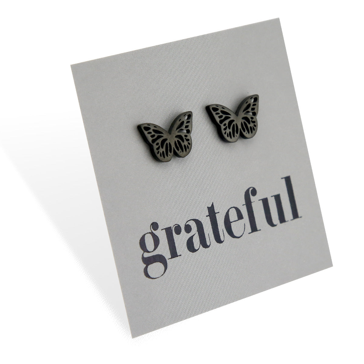 Stainless Steel Earring Studs - Grateful - BUTTERFLY BEAUTIES