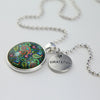 SPRING - 'Grateful' Bright Silver Necklace - Green Paisley (10965)