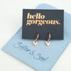 HUGGIES - Hello Gorgeous - 18K Rose Gold Sterling Silver Hoops with Heart Charm (8814-R)