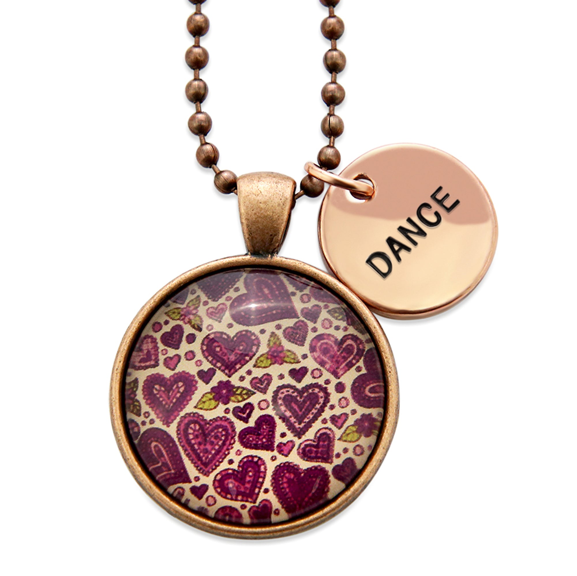 Heart & Soul Collection - Vintage Copper 'DANCE' Necklace - Heart Patch (10535)