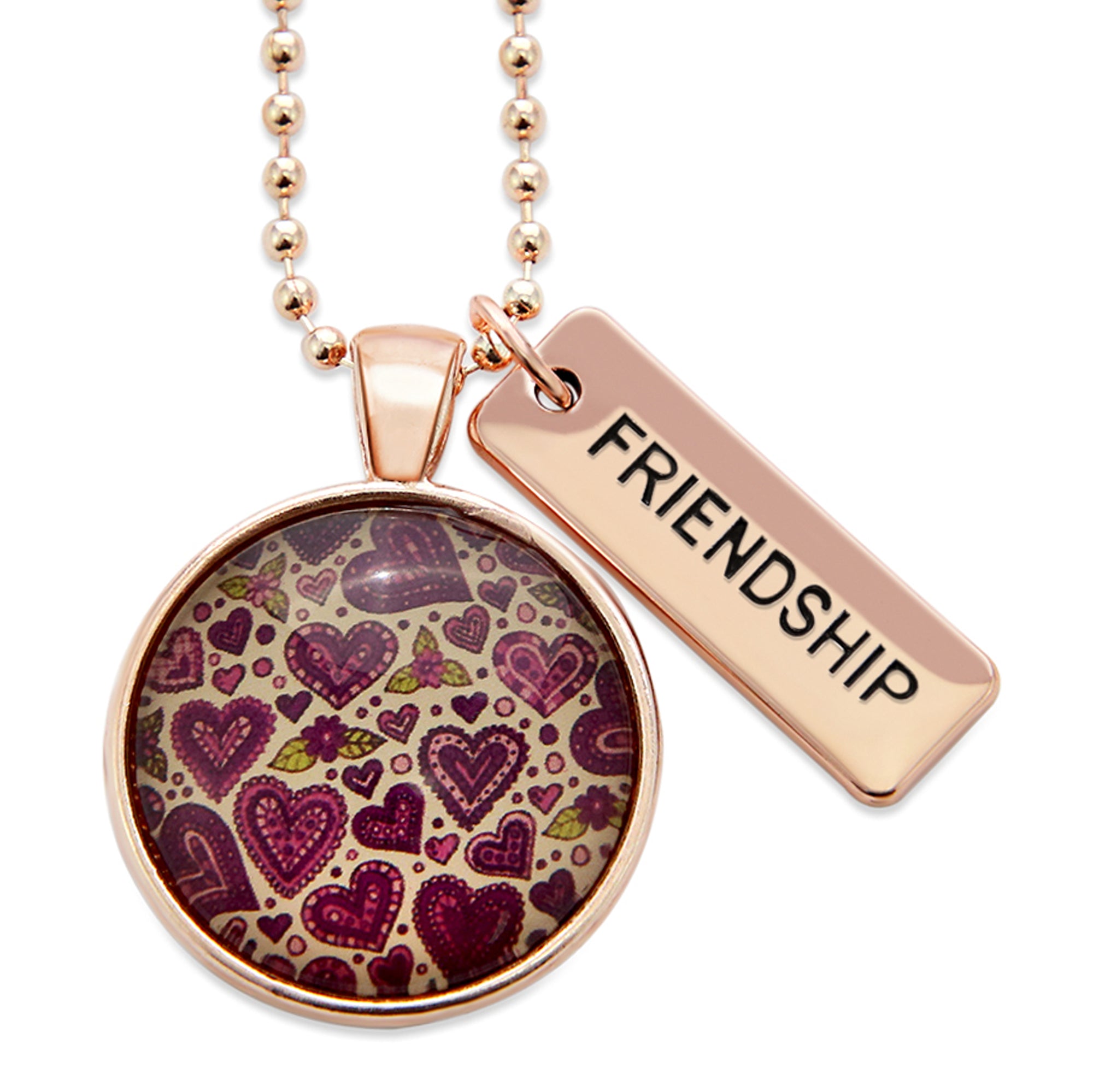 Heart & Soul Collection - Rose Gold 'FRIENDSHIP' Necklace - Heart Patch (10425)