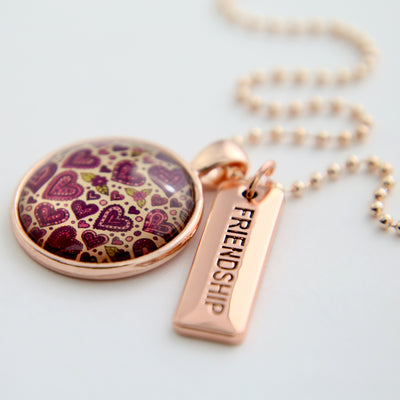 SPRING - 'Friendship' Rose Gold Necklace - HEART PATCH - (10425)