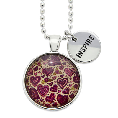 SPRING - 'Inspire' Bright Silver Necklace - HEART PATCH - (10464)