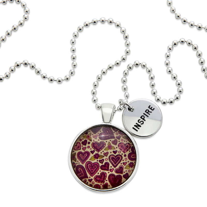 Heart & Soul Collection - Bright Silver 'INSPIRE' Necklace - Heart Patch (10464)