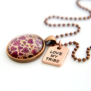 Heart & Soul Collection - Vintage Copper 'LOVE MY TRIBE' Necklace - Heart Patch (10423)