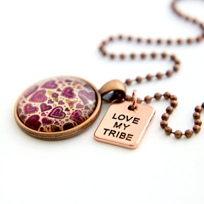 Heart & Soul Collection - Vintage Copper 'LOVE MY TRIBE' Necklace - Heart Patch (10423)