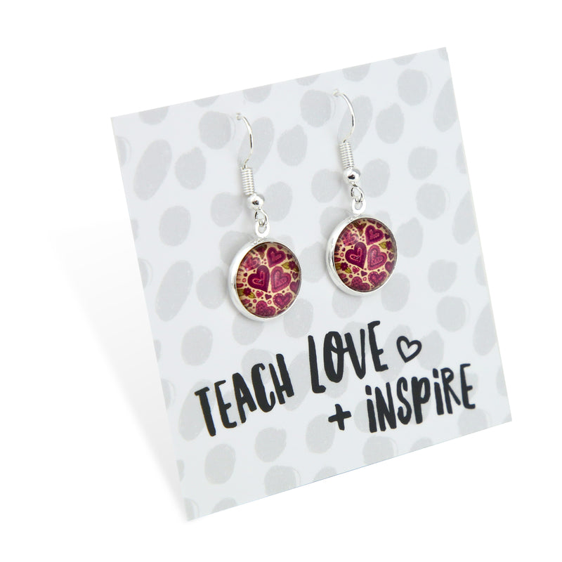 Heart & Soul Collection - Teach Love Inspire - Bright Silver Dangle Earrings - Heart Patch (12814)