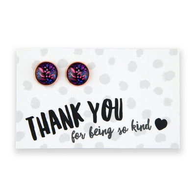 SPRING - Thank you for being so Kind - Rose Gold 12mm Circle Studs - Heather (11133)