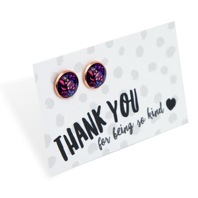 SPRING - Thank you for being so Kind - Rose Gold 12mm Circle Studs - Heather (11133)