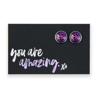 SPRING - You are Amazing - Bright Silver 12mm Circle Studs - Heather (11131)