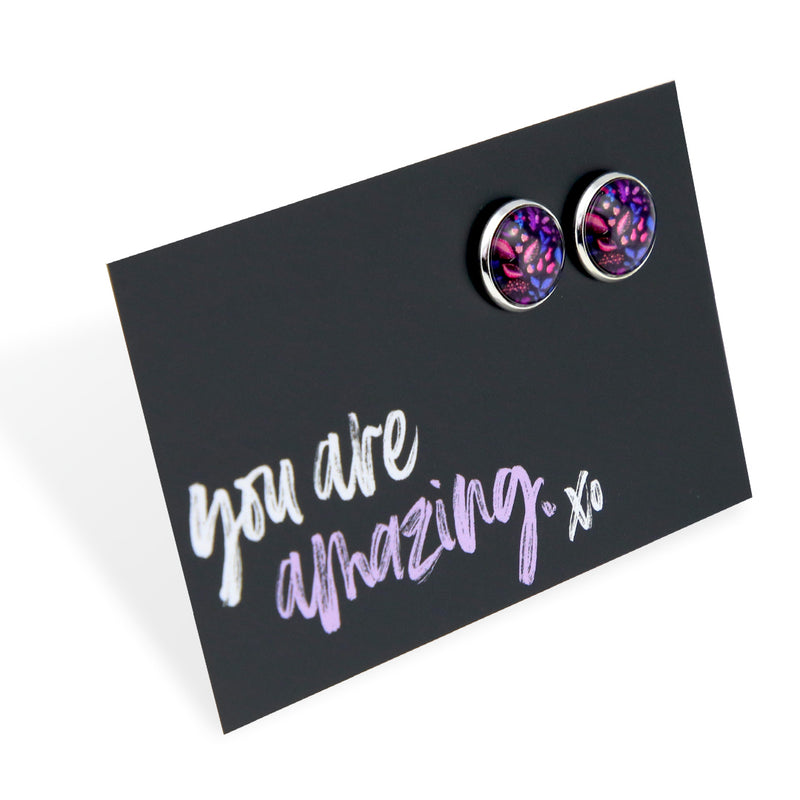 Heart & Soul Collection - You Are Amazing - Bright Silver 12mm Circle Studs - Heather (11131)