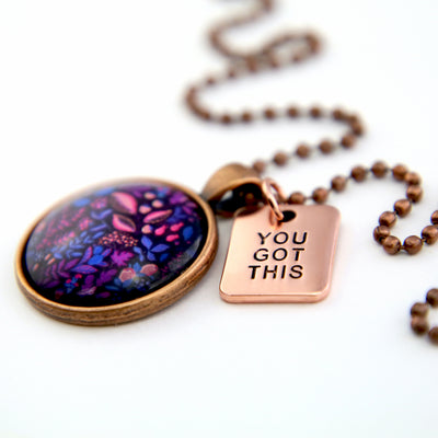 SPRING - 'You got this' Vintage Copper Necklace - Heather - (10643)