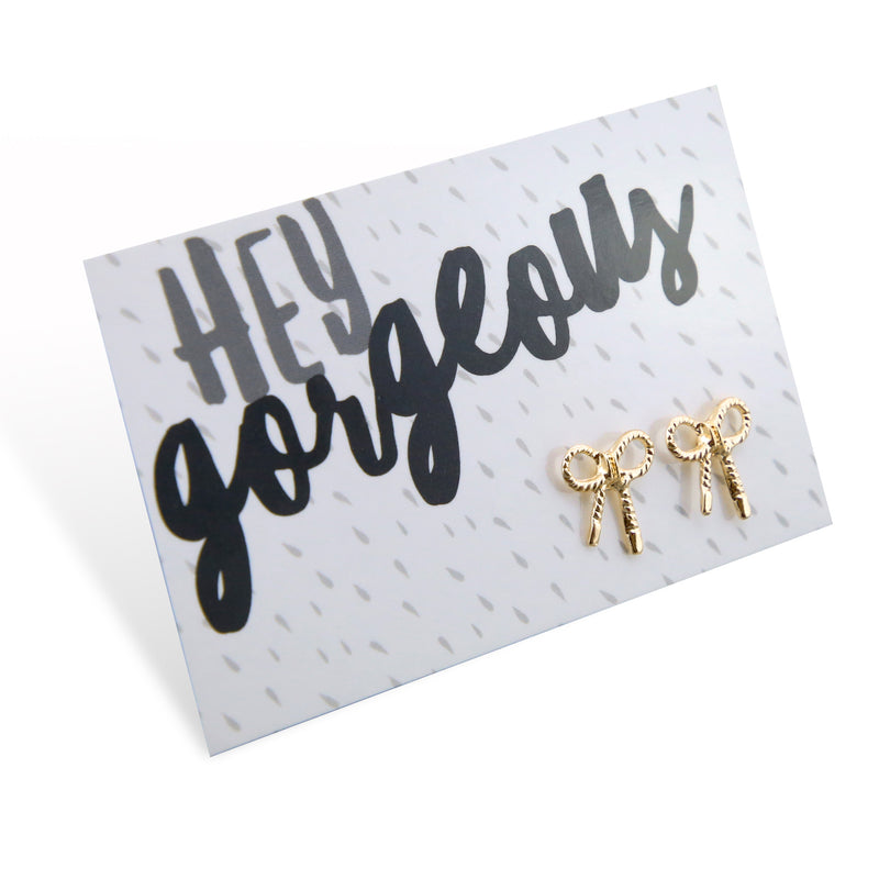 Hey Gorgeous! 'Put a Bow on it' Earring Studs - Gold (9606)
