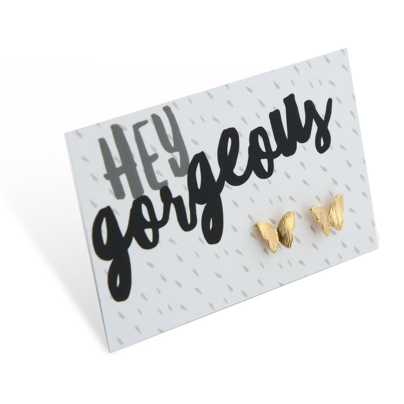 Hey Gorgeous! Butterfly Earrings - Gold (9406)