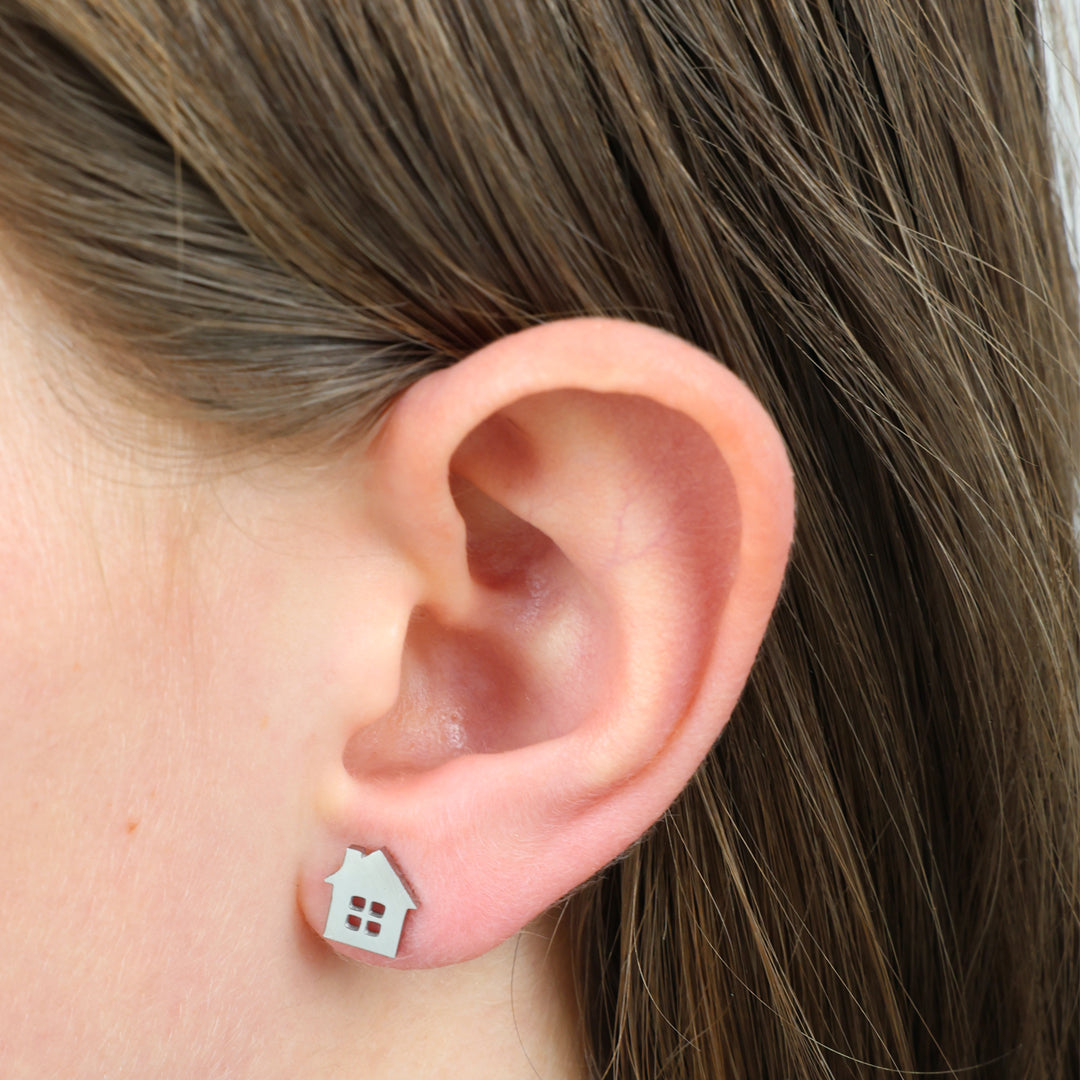 Stainless Steel Earring Studs - There's No Place Like Home - HOUSE