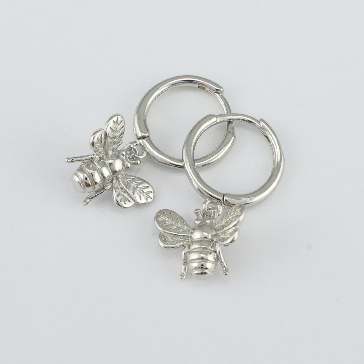HUGGIES - Be Brave Beautiful - Sterling Silver Hoops with Bee Charm (8816-F)