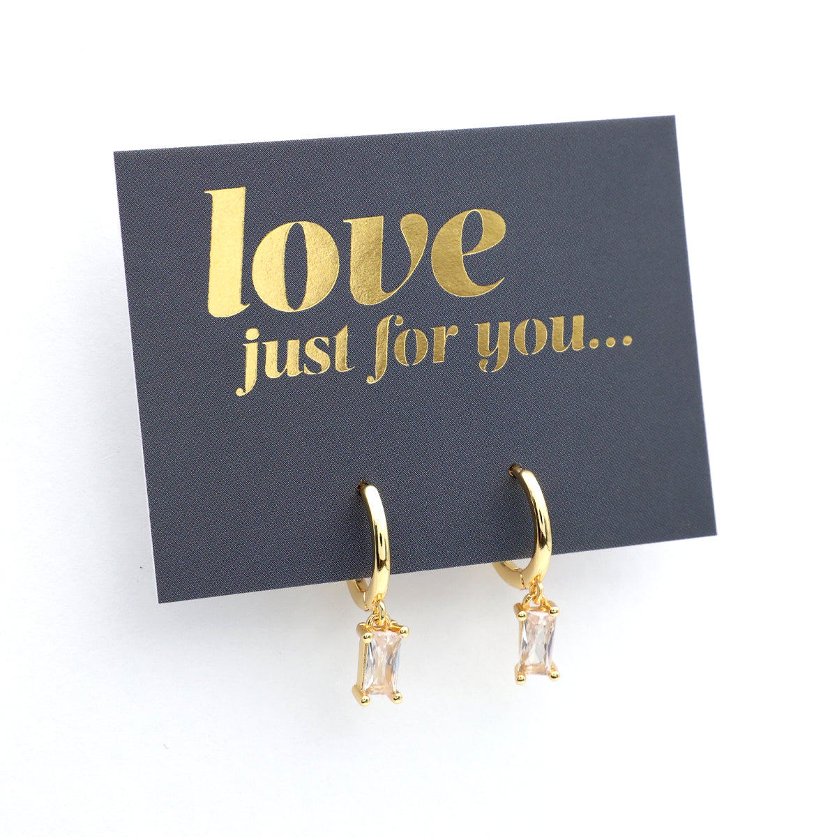 HUGGIES - Love Just For You - Baguette Drop - Clear CZ Stone