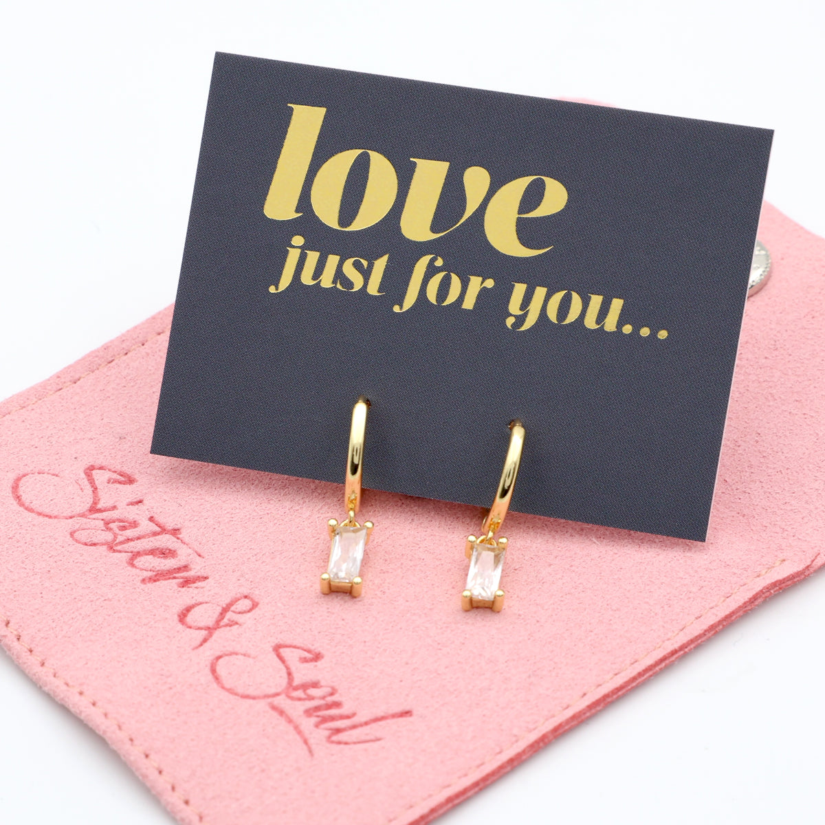 HUGGIES - Love Just For You - Baguette Drop - Clear CZ Stone