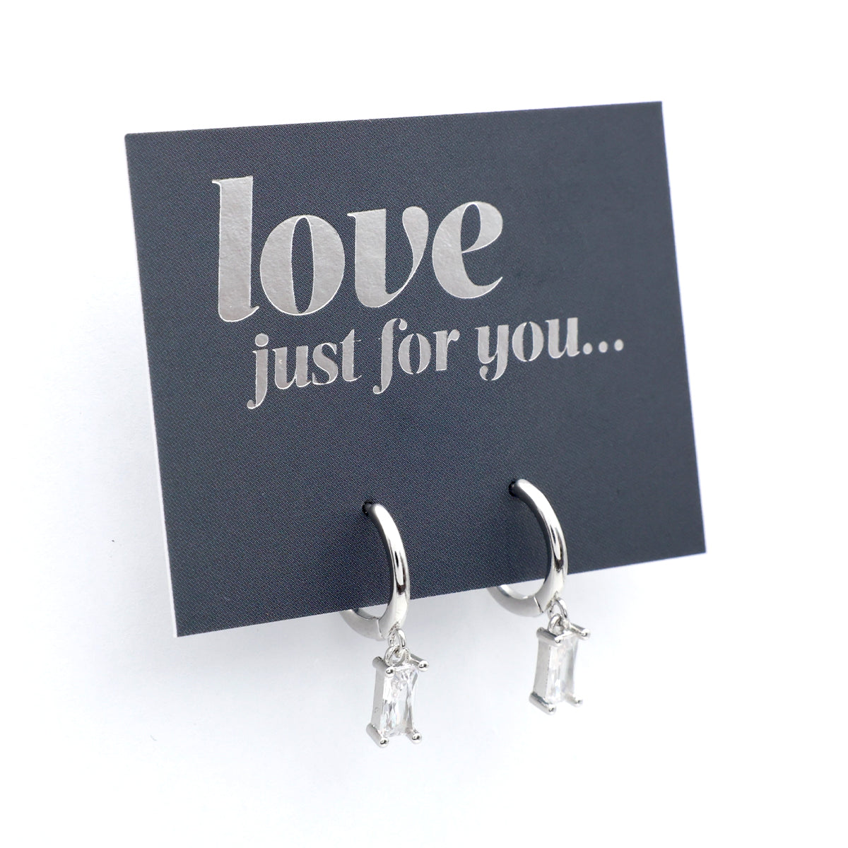 HUGGIES - Love Just For You - Baguette Drop - Clear CZ Stone