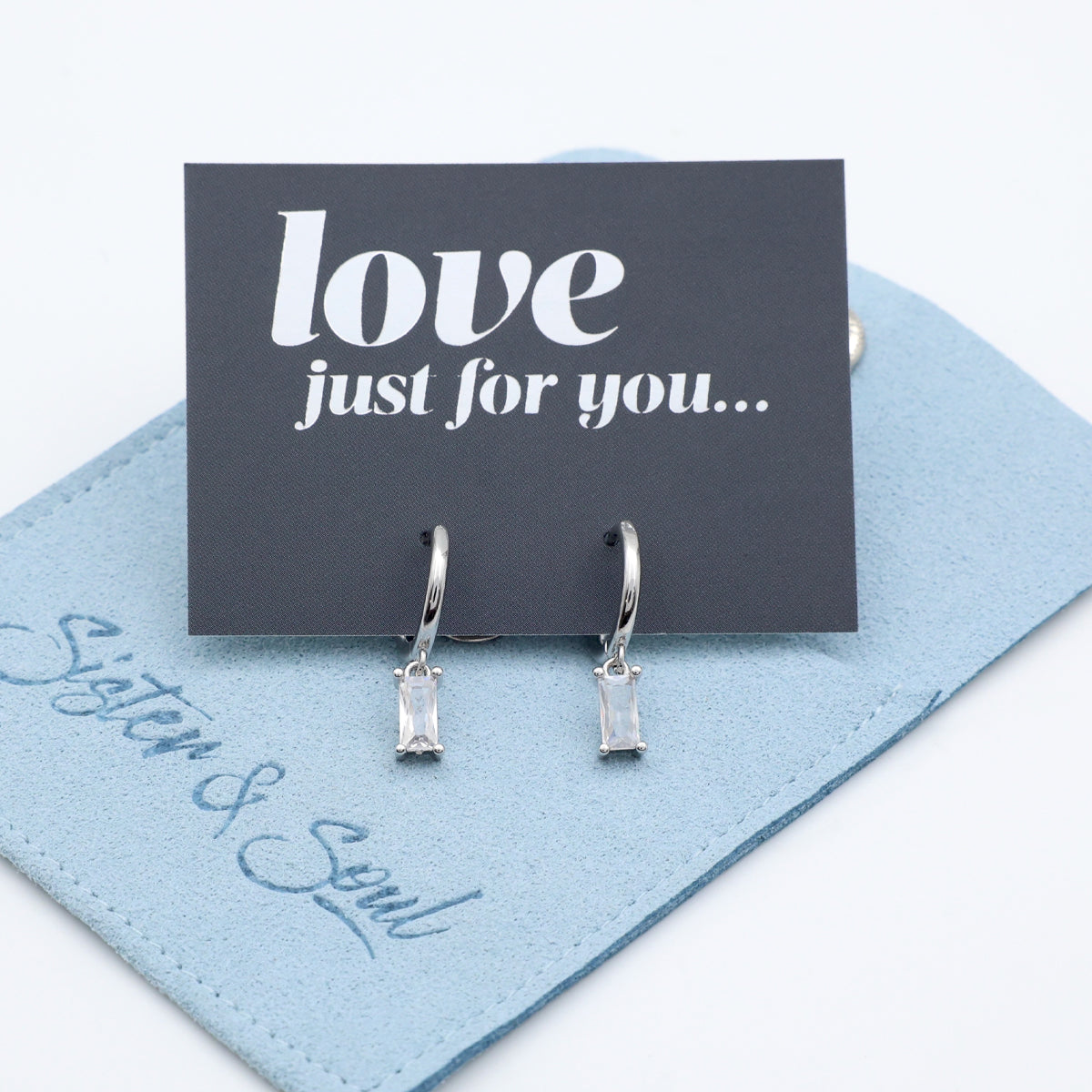 HUGGIES - Love Just For You - Baguette Drop - Clear CZ Stone