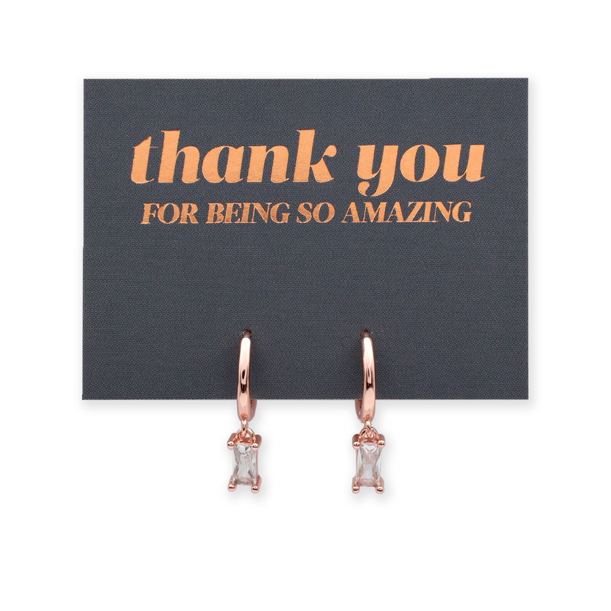 HUGGIES - Thank You For Being So Amazing - Baguette Drop - Clear CZ Stone