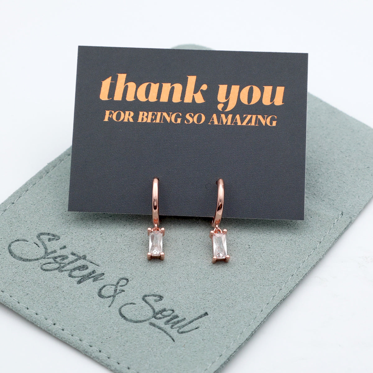 HUGGIES - Thank You For Being So Amazing - Baguette Drop - Clear CZ Stone