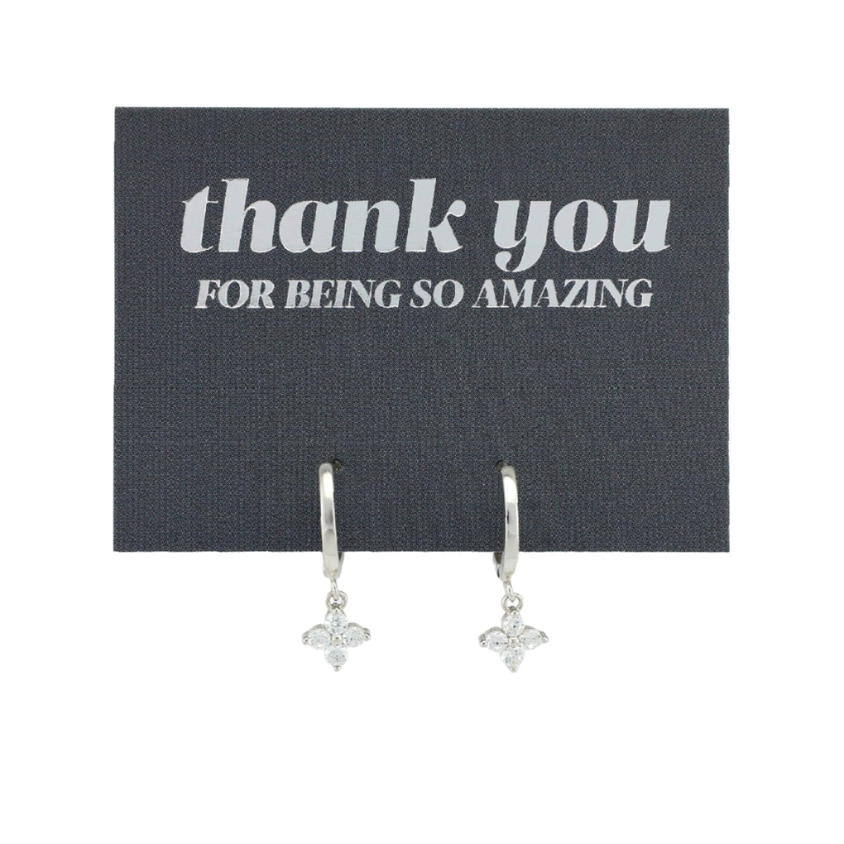 HUGGIES - Thank You For Being So Amazing - Sterling Silver Hoops with Cubic Zirconia Star Charm (2302-F)