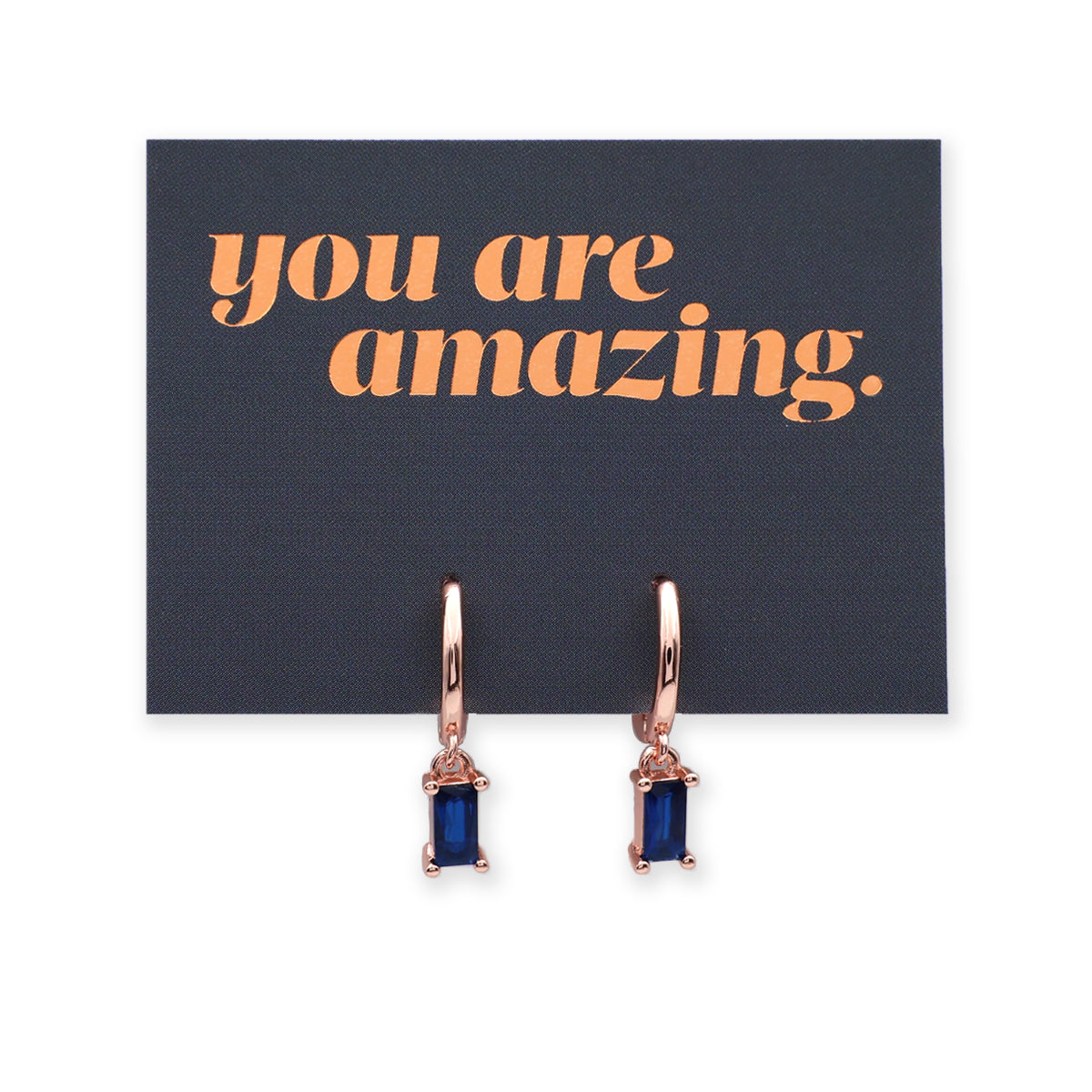 HUGGIES - You Are Amazing - Baguette Drop - Blue CZ Stone