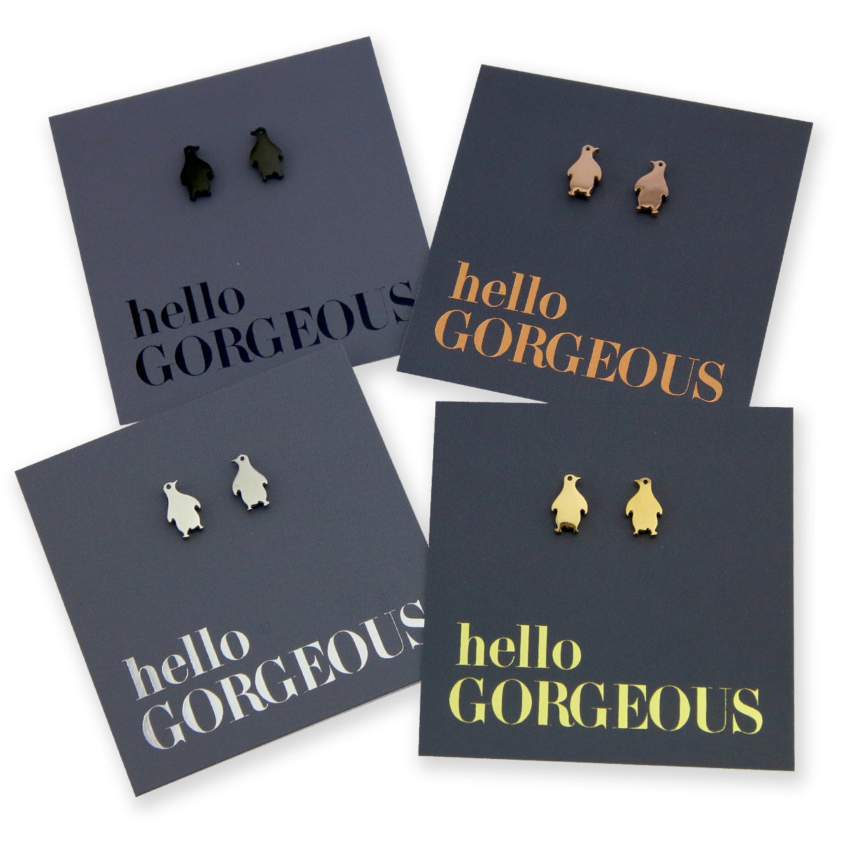 Stainless Steel Earring Studs - Hello Gorgeous - PENGUINS