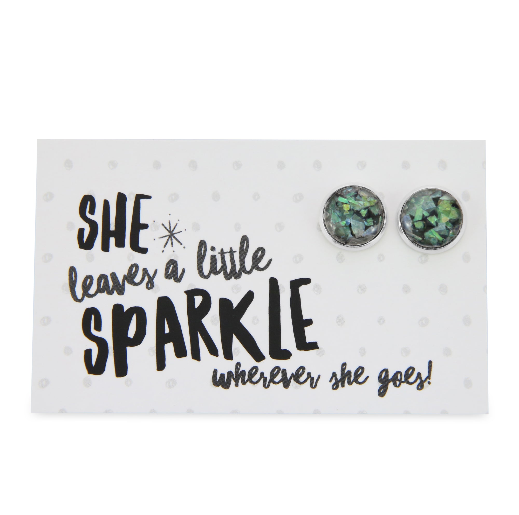 SPARKLEFEST - She Leaves A Little Sparkle - Bright Silver 12mm Circle Studs - Opalicious (9111)