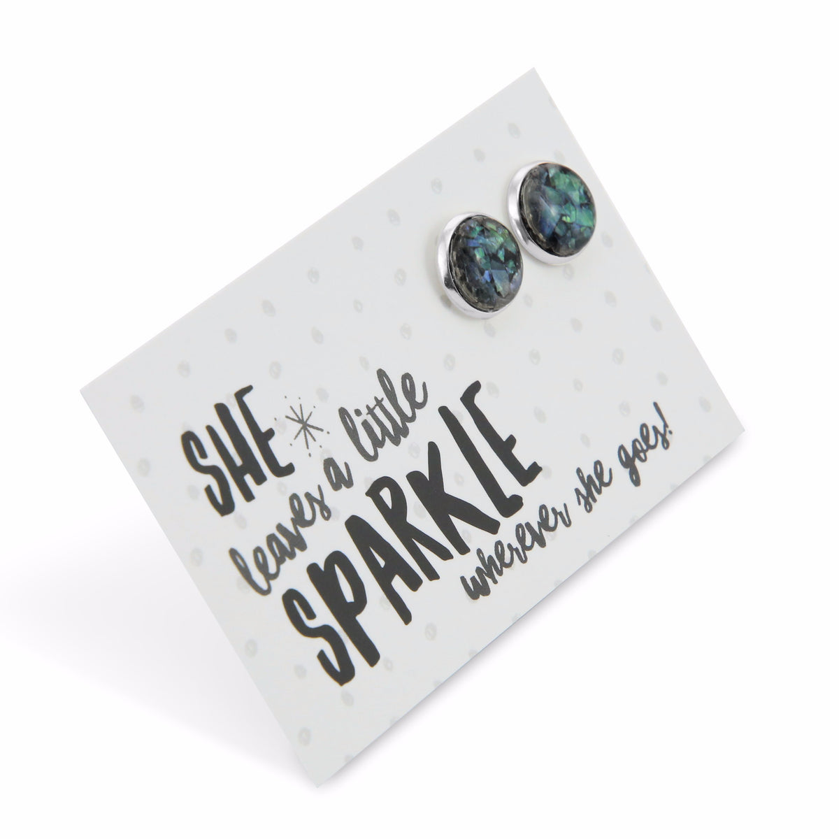 SPARKLEFEST - She Leaves A Little Sparkle - Bright Silver 12mm Circle Studs - Opalicious (9111)