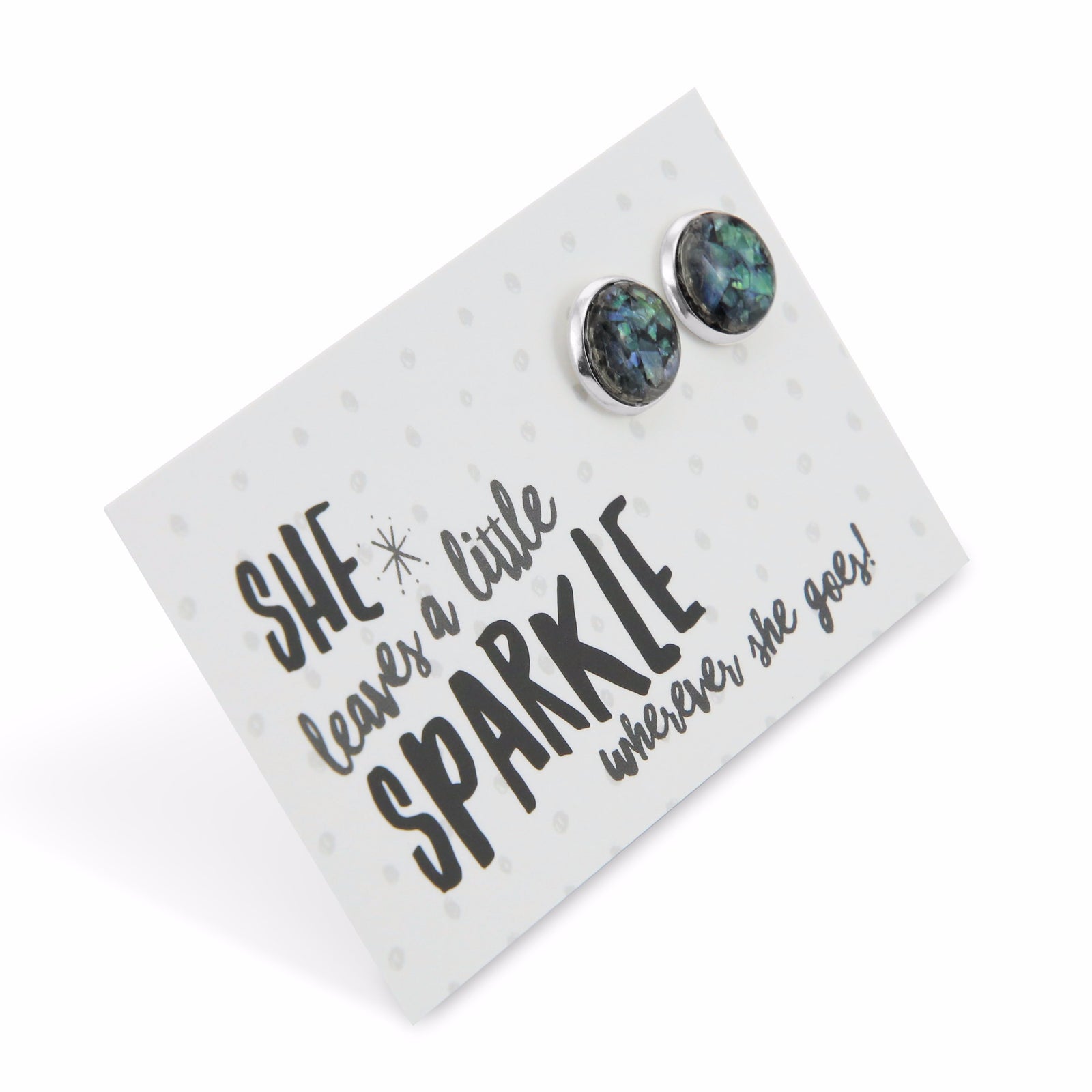 SPARKLEFEST - She Leaves A Little Sparkle - Bright Silver 12mm Circle Studs - Opalicious (9111)