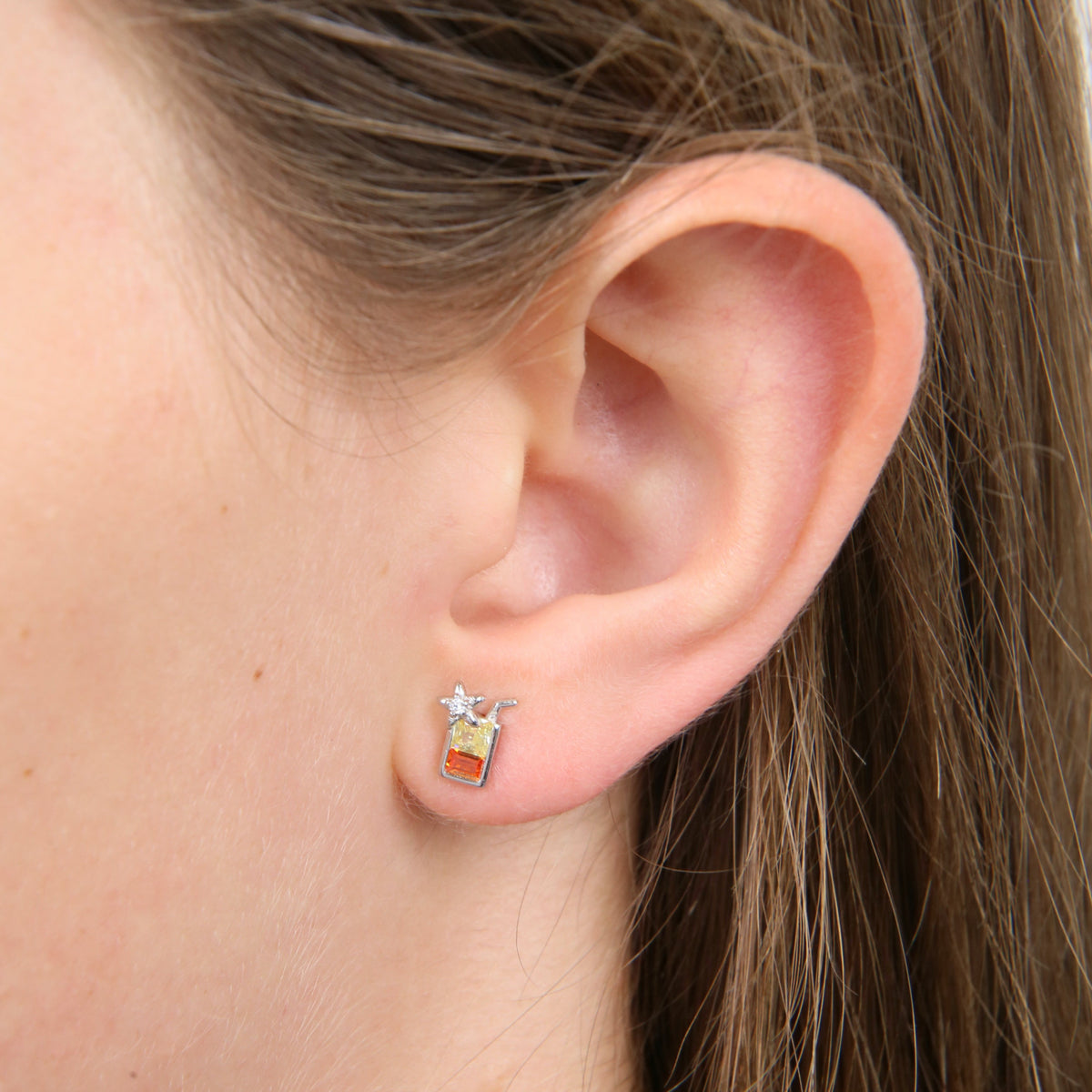 Happy Hour - Sterling Silver + CZ Studs - Enjoy! (8811-F)