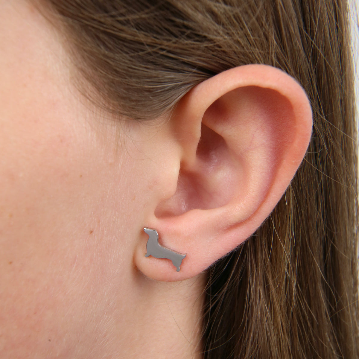 Stainless Steel Earring Studs - Lovely Just Like You - DACHSHUND