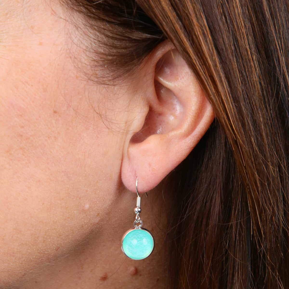 SPARKLEFEST - She Leaves A Little Sparkle - Vintage Silver Dangle Earrings - Minty Shimmer (12031)