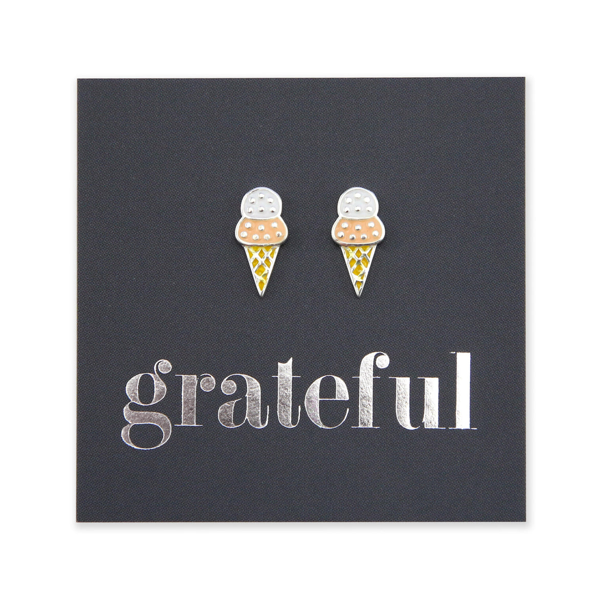 Ice Cream - Sterling Silver Studs - Grateful (8711-R)