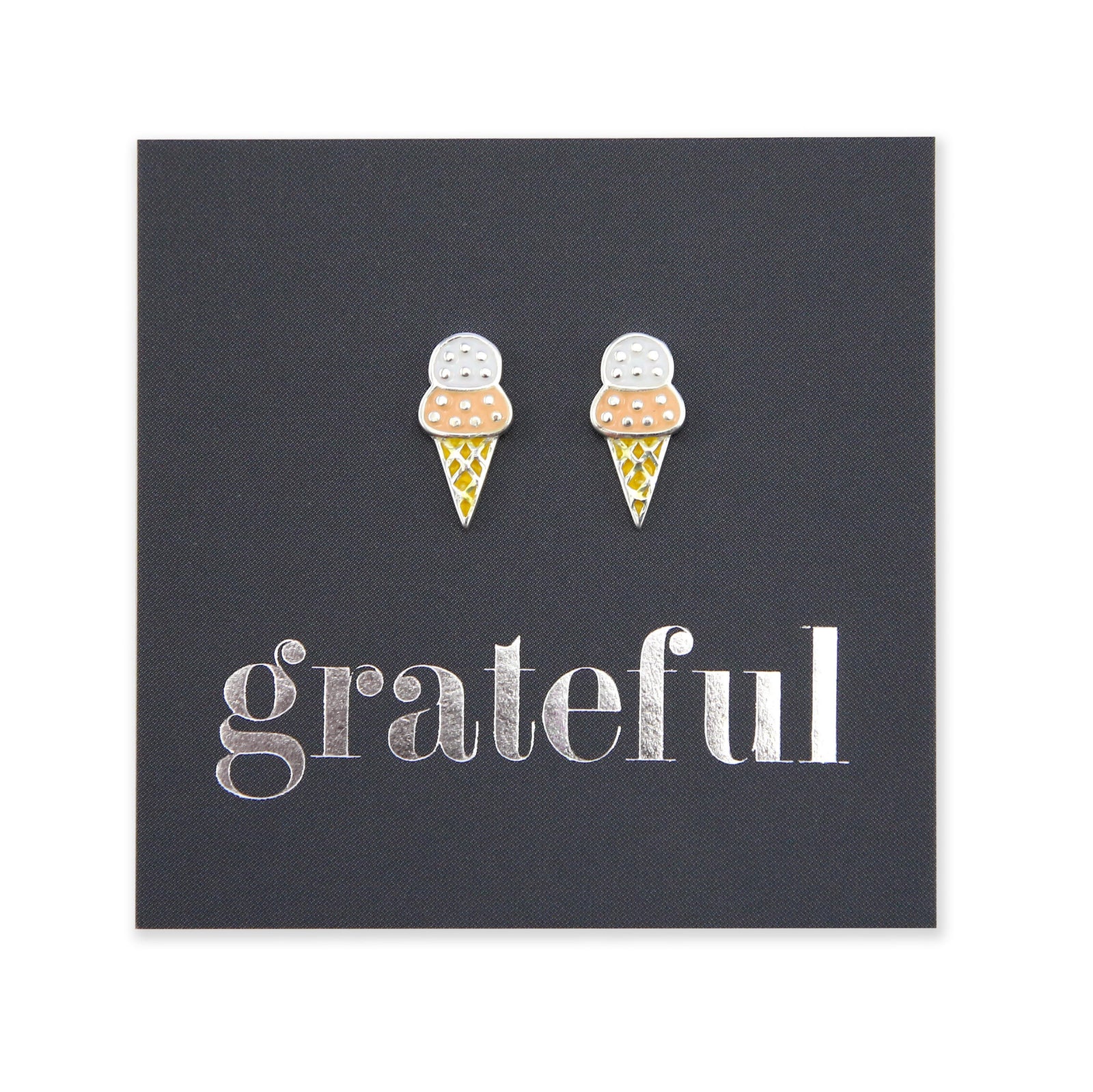 Ice Cream - Sterling Silver Studs - Grateful (8711-R)