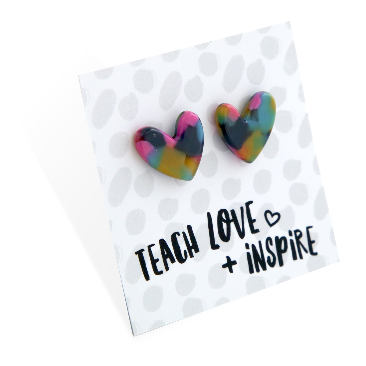 Teach Love Inspire - Resin Heart Studs - Jazz (11363)
