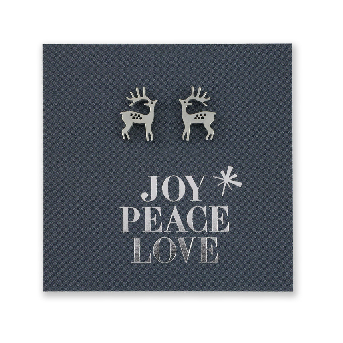 Stainless Steel Earring Studs - Joy Peace Love - STANDING REINDEER