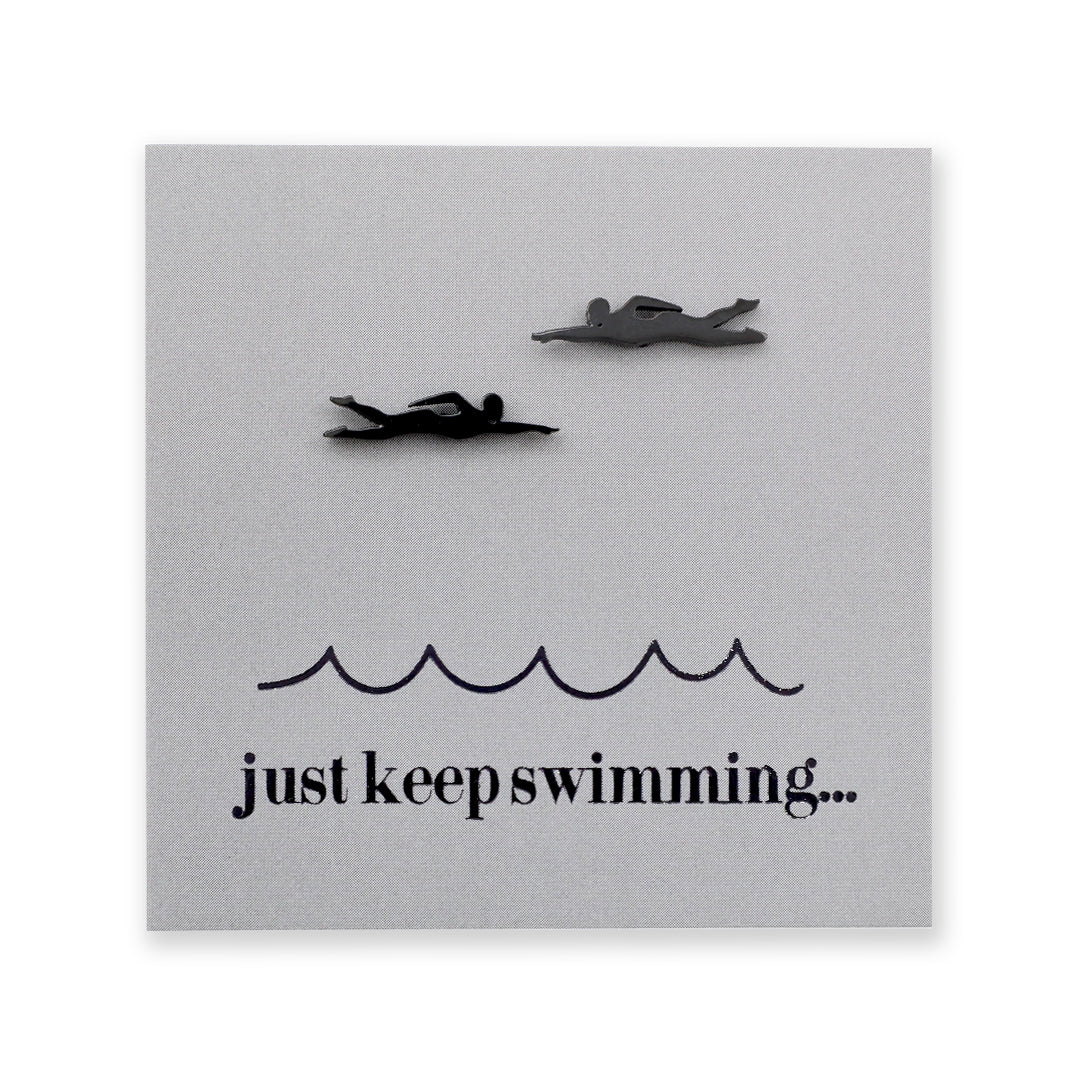 Stainless Steel Earring Studs - Just Keep Swimming - SWIMMERS