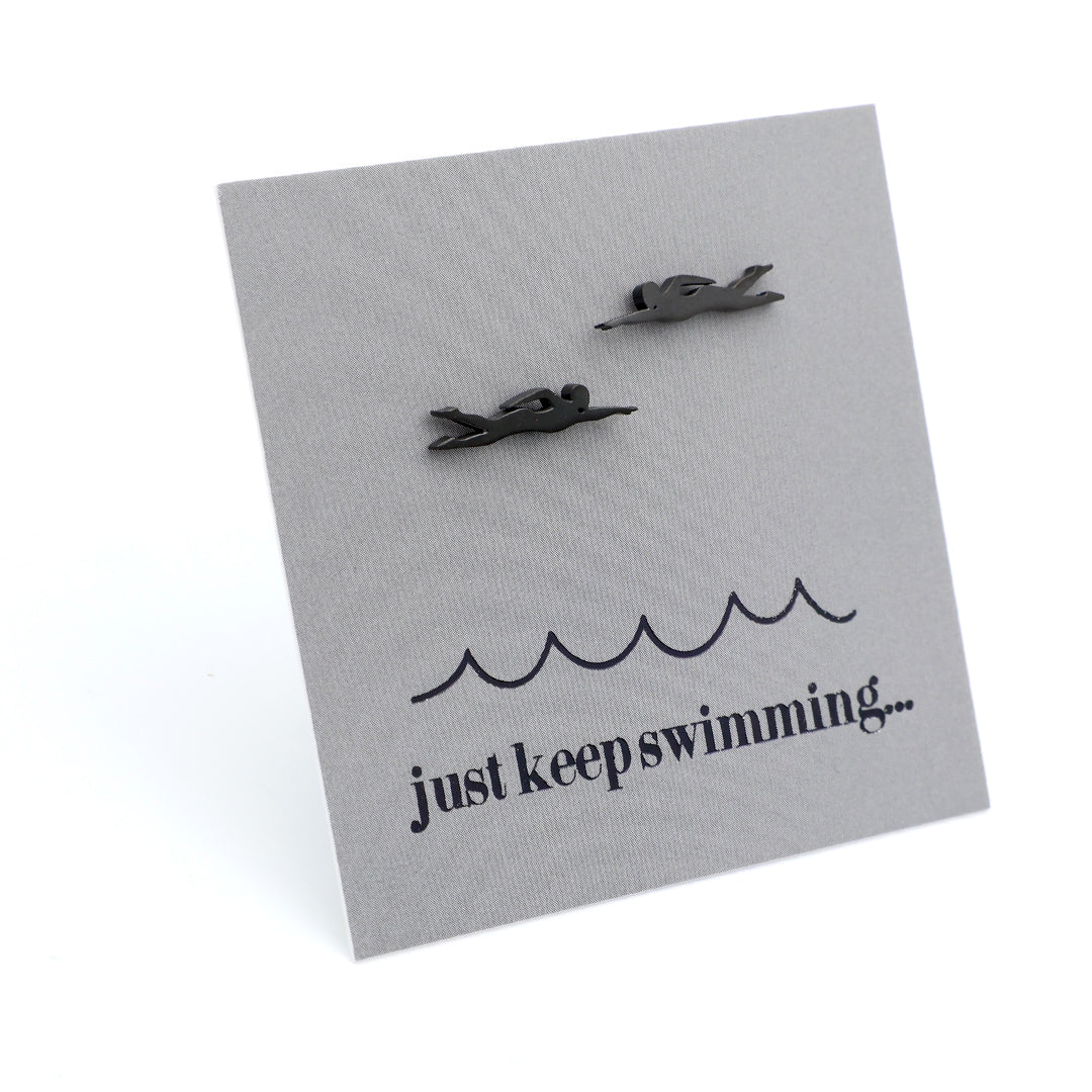 Stainless Steel Earring Studs - Just Keep Swimming - SWIMMERS