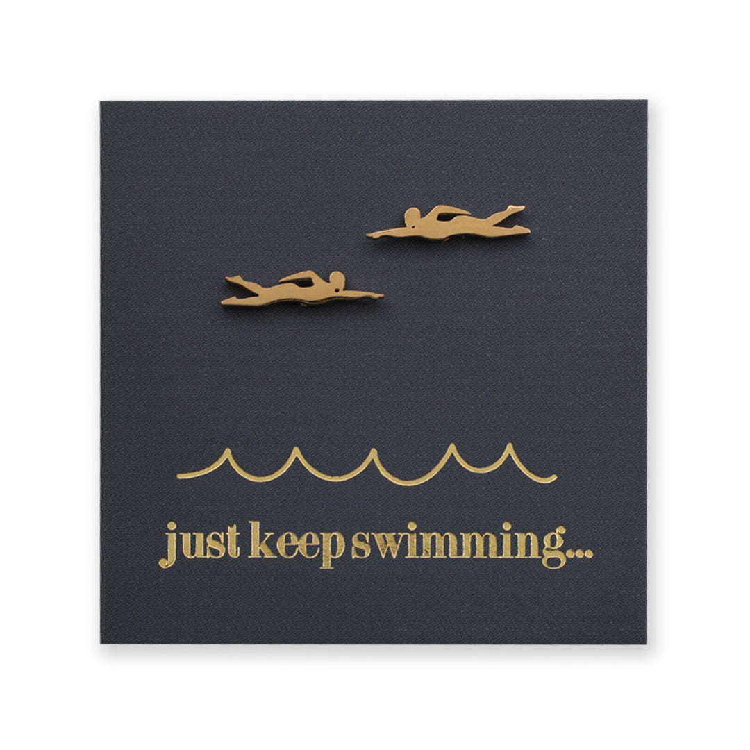 Stainless Steel Earring Studs - Just Keep Swimming - SWIMMERS