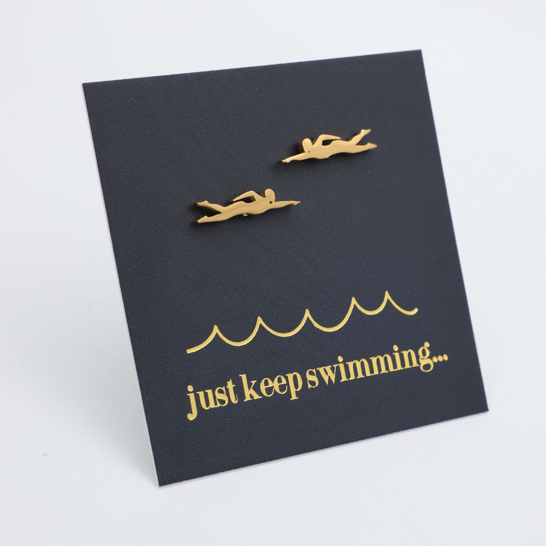 Stainless Steel Earring Studs - Just Keep Swimming - SWIMMERS