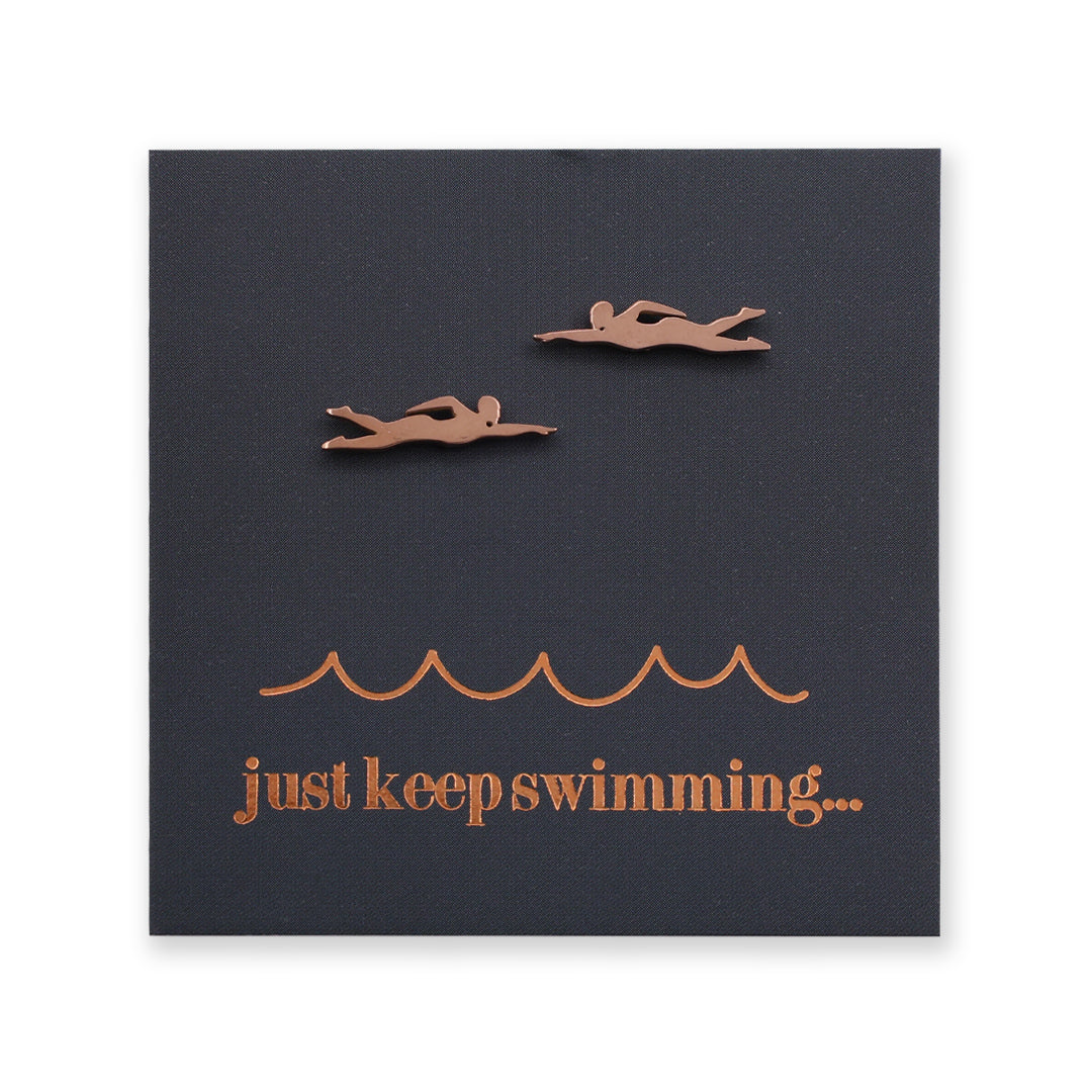 Stainless Steel Earring Studs - Just Keep Swimming - SWIMMERS