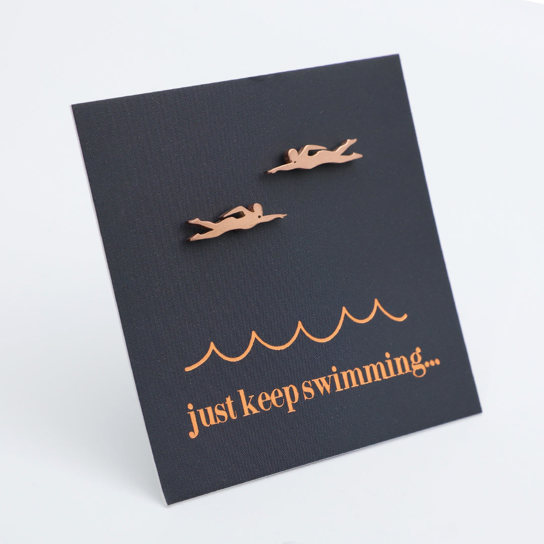 Stainless Steel Earring Studs - Just Keep Swimming - SWIMMERS