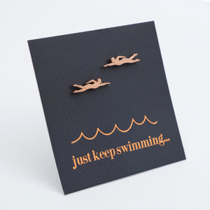 Stainless Steel Earring Studs - Just Keep Swimming - SWIMMERS