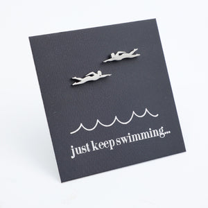 Stainless Steel Earring Studs - Just Keep Swimming - SWIMMERS