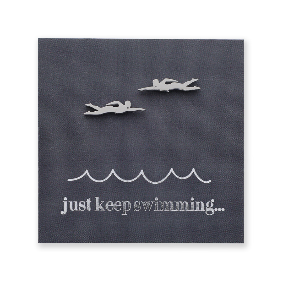 Stainless Steel Earring Studs - Just Keep Swimming - SWIMMERS